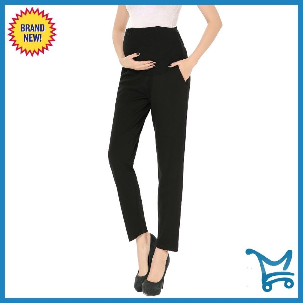 Maternity Work Pants Over Belly Stretch Office Trousers Pockets